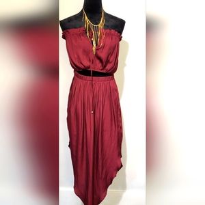 Strapless Long dress with mid length cut out